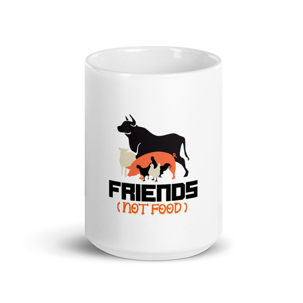 FRIENDS NOT FOOD - White glossy mug