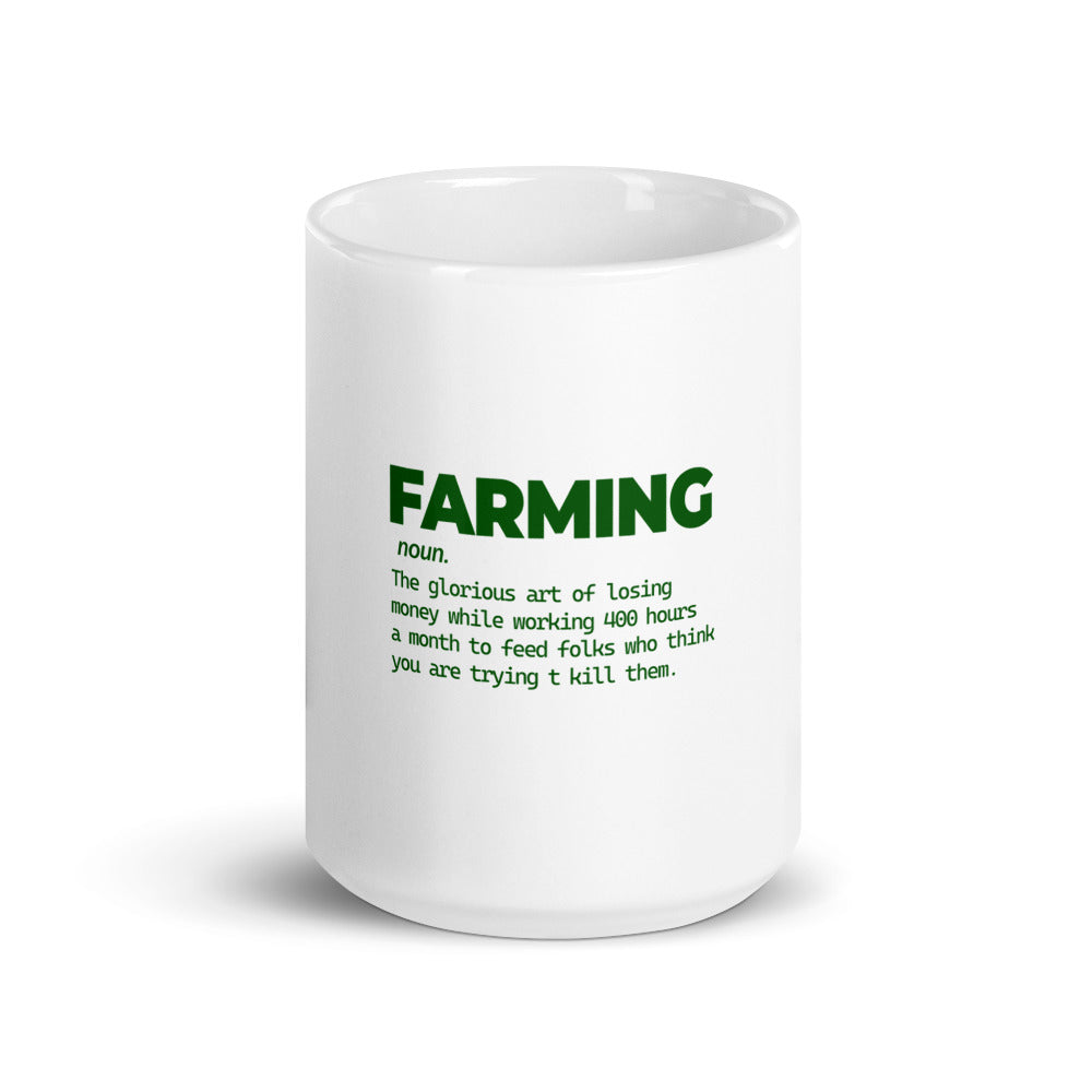 FARMING - White glossy mug