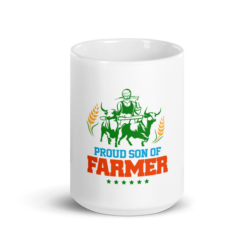 PROUD SON OF FARMER - White glossy mug