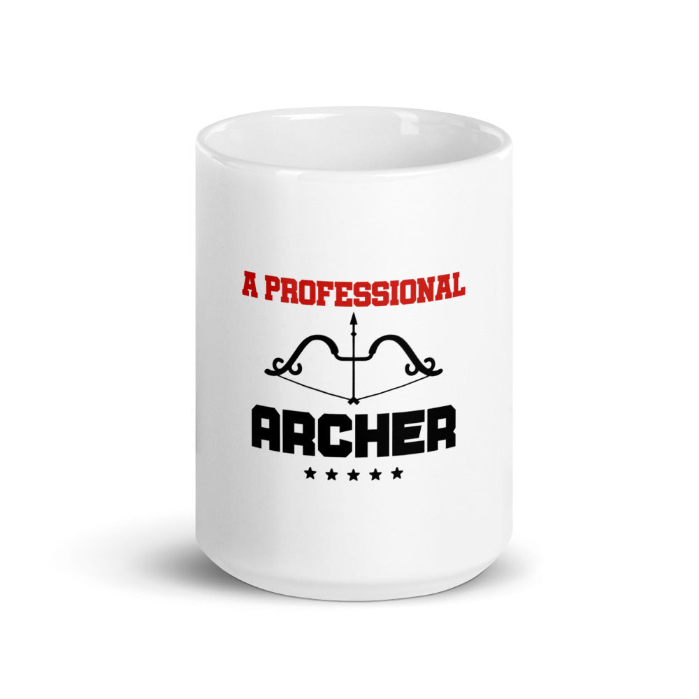 A PROFESSIONAL ARCHER - White glossy mug