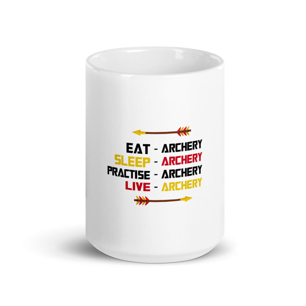 EAT-ARCHERY... - White glossy mug