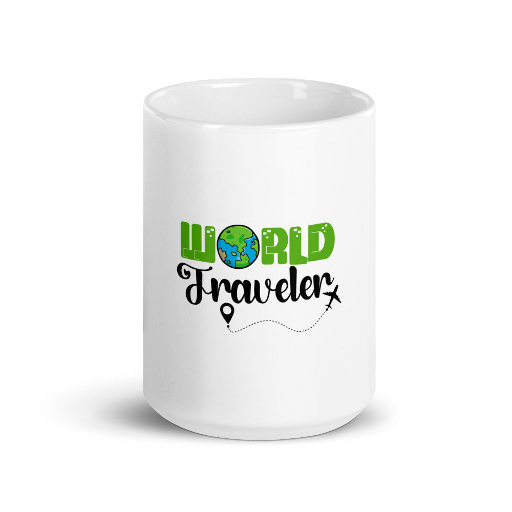 WORLD TRAVELER - White glossy mug