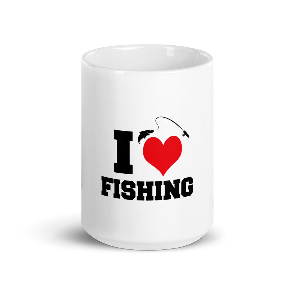 I LOVE FISHING - White glossy mug