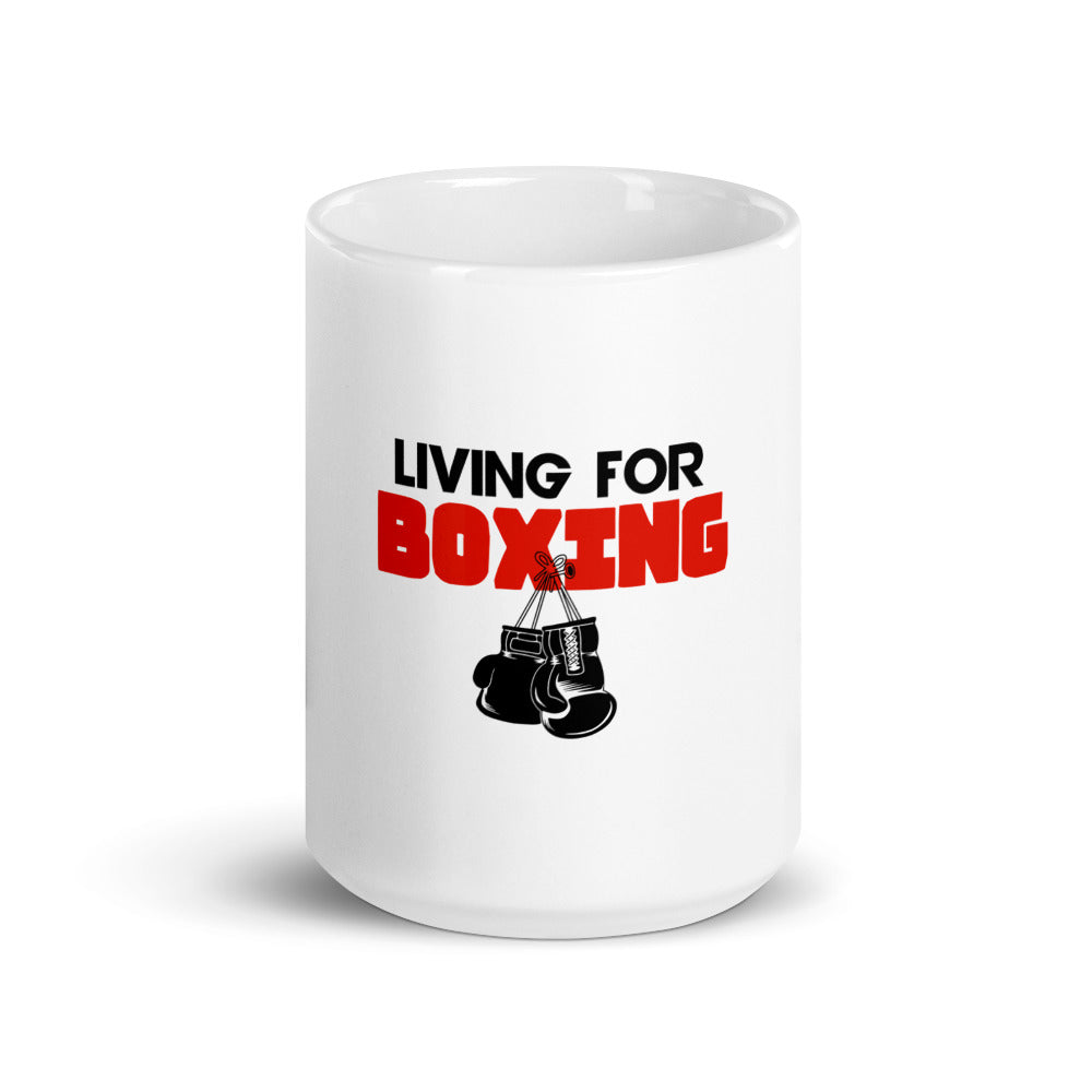 LIVING FOR BOXING - White glossy mug