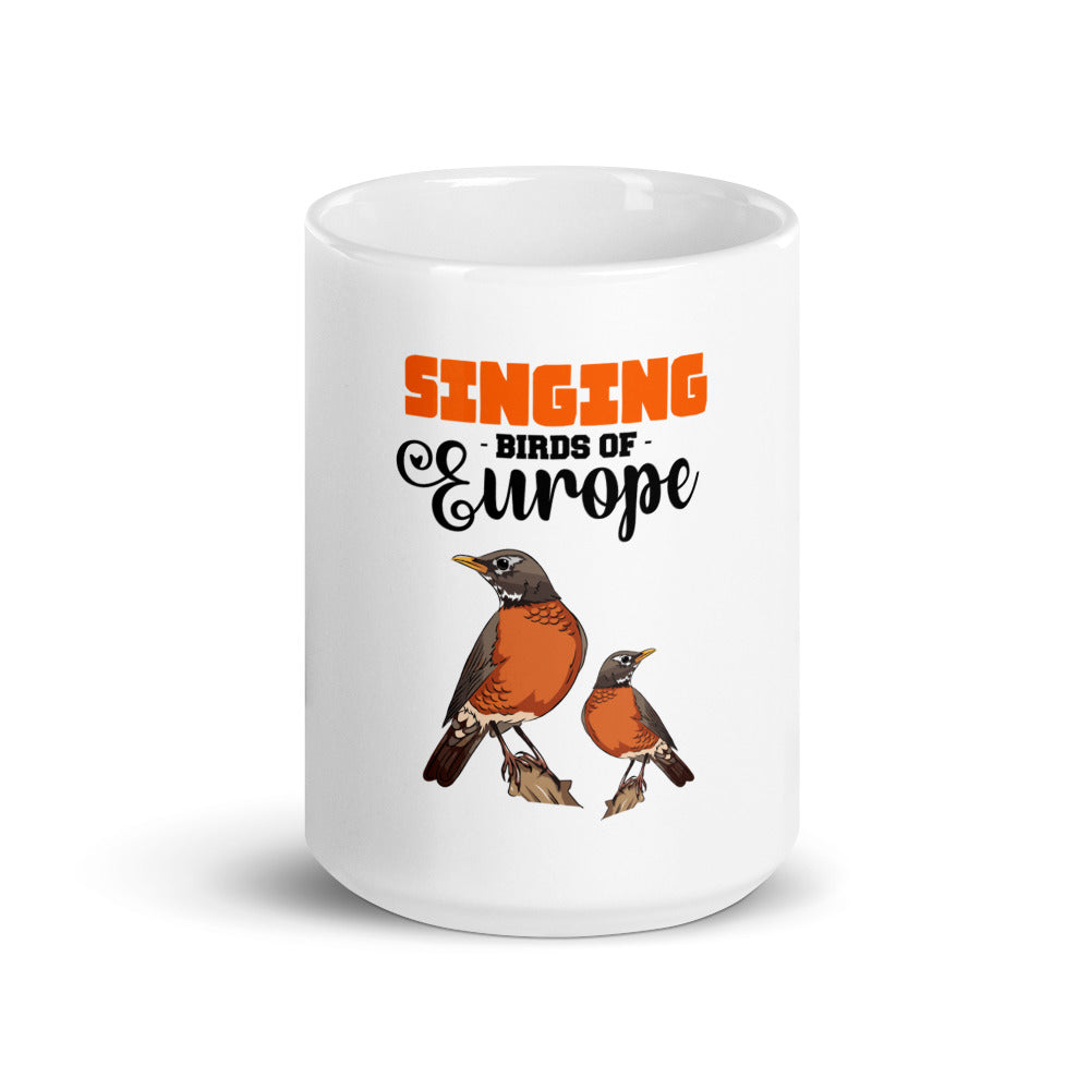 SINGING BIRDS OF EUROPE - White glossy mug