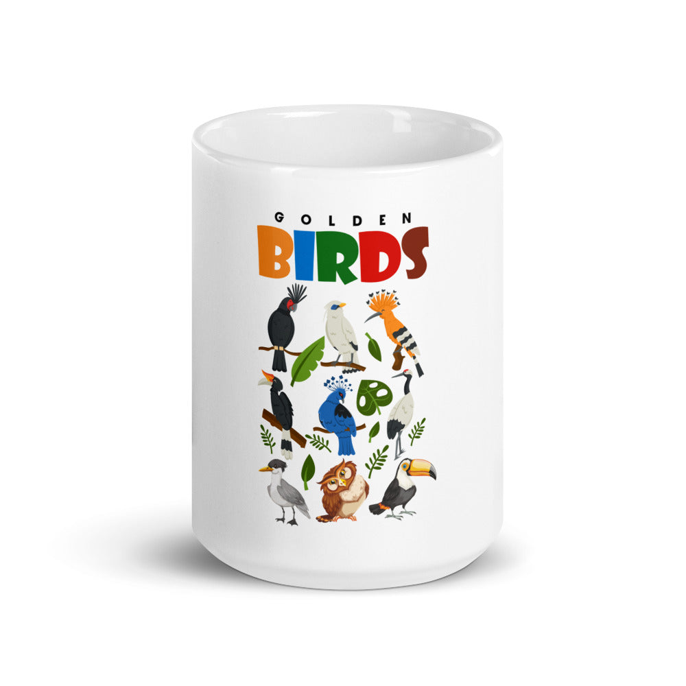 GOLDEN BIRDS - White glossy mug