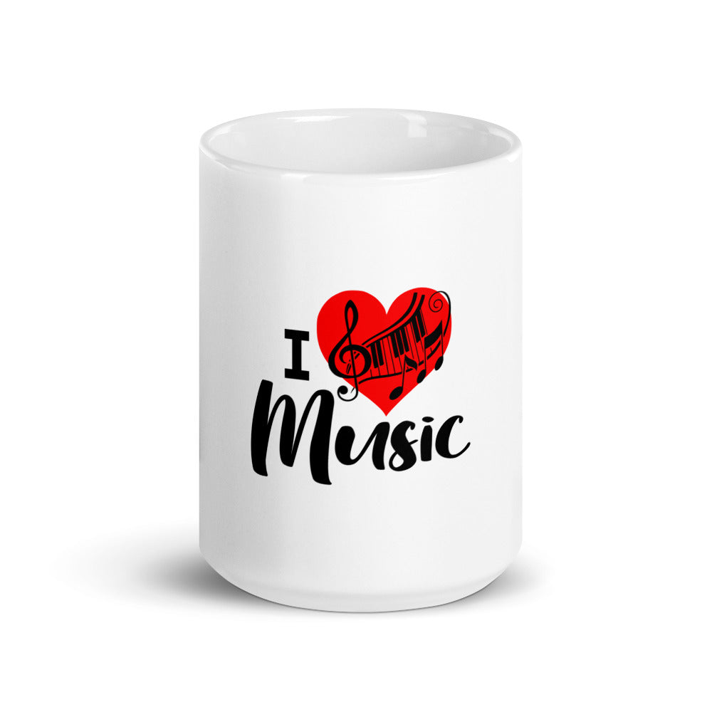 I LOVE MUSIC - White glossy mug