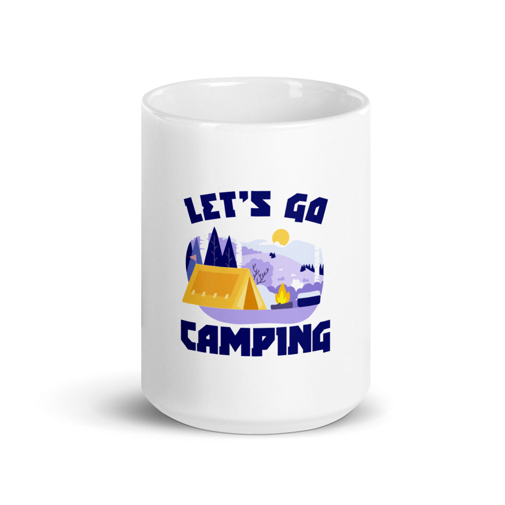 LET'S GO CAMPING - White glossy mug