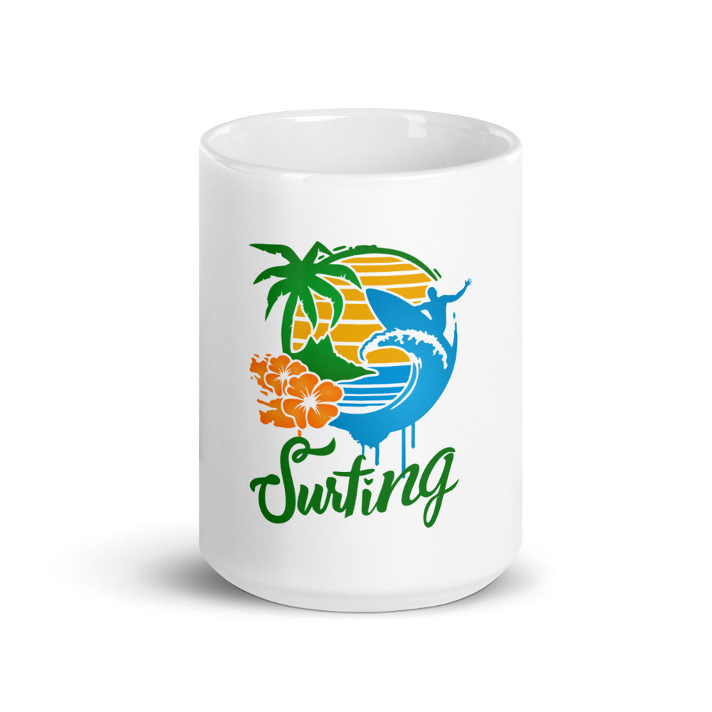 SURFING - White glossy mug