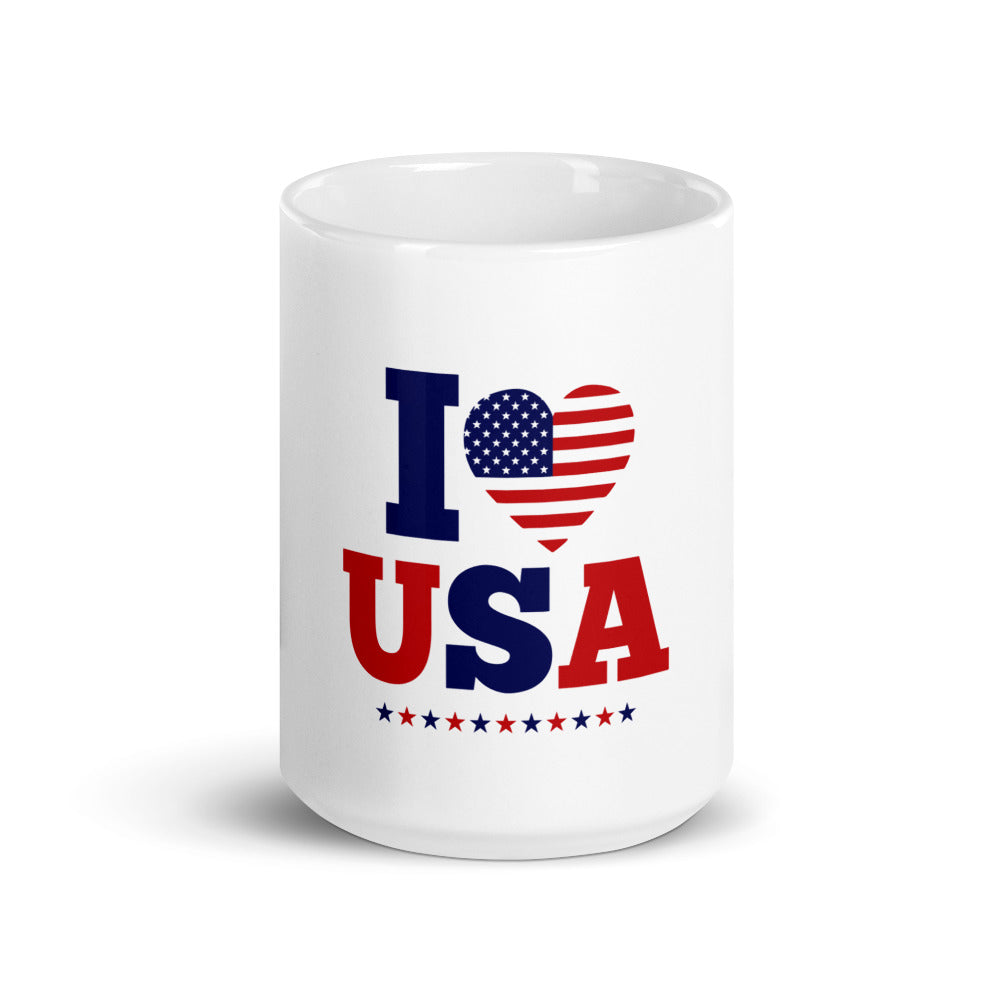 I LOVE USA - White glossy mug