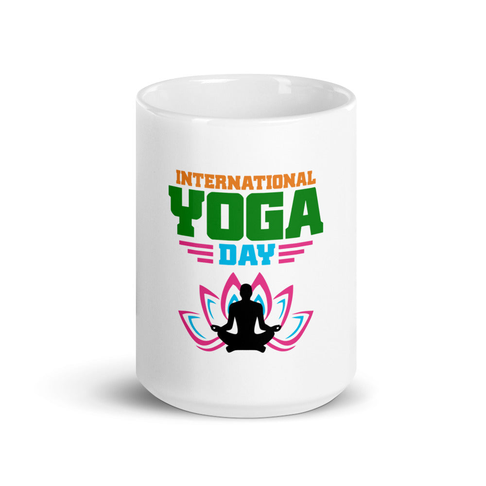 INTERNATIONAL YOGA DAY - White glossy mug