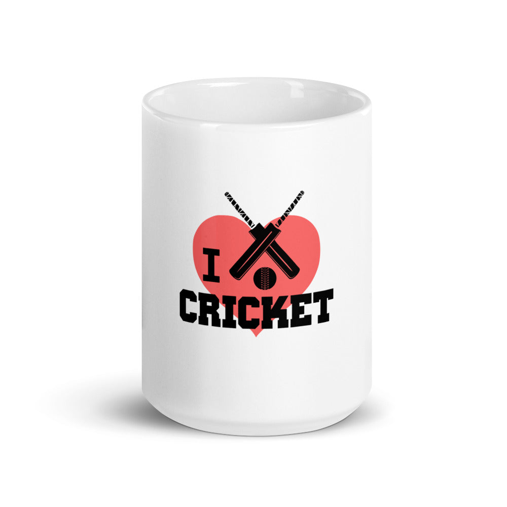 I LOVE CRICKET - White glossy mug