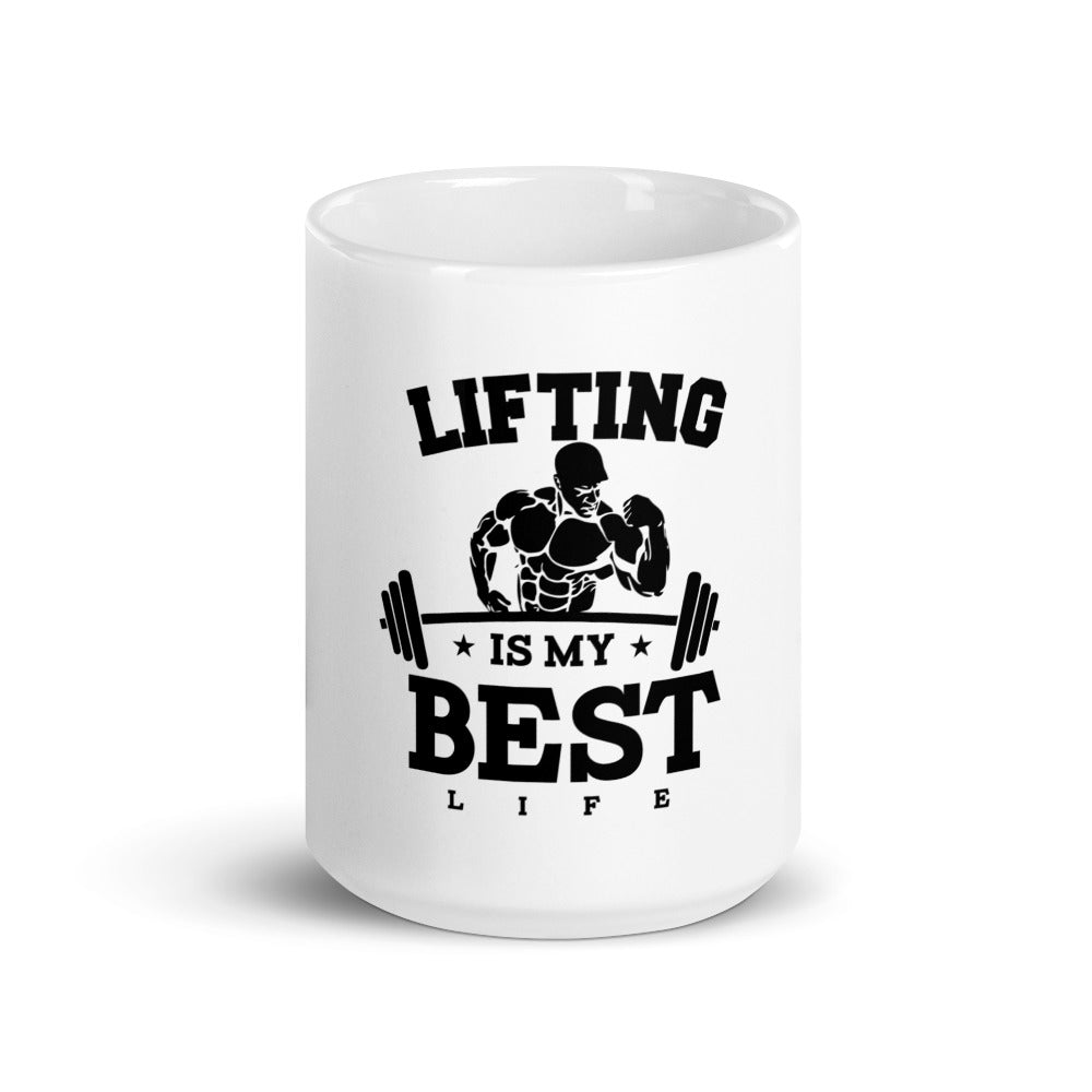 LIFTING IS MY BEST LIFE - White glossy mug