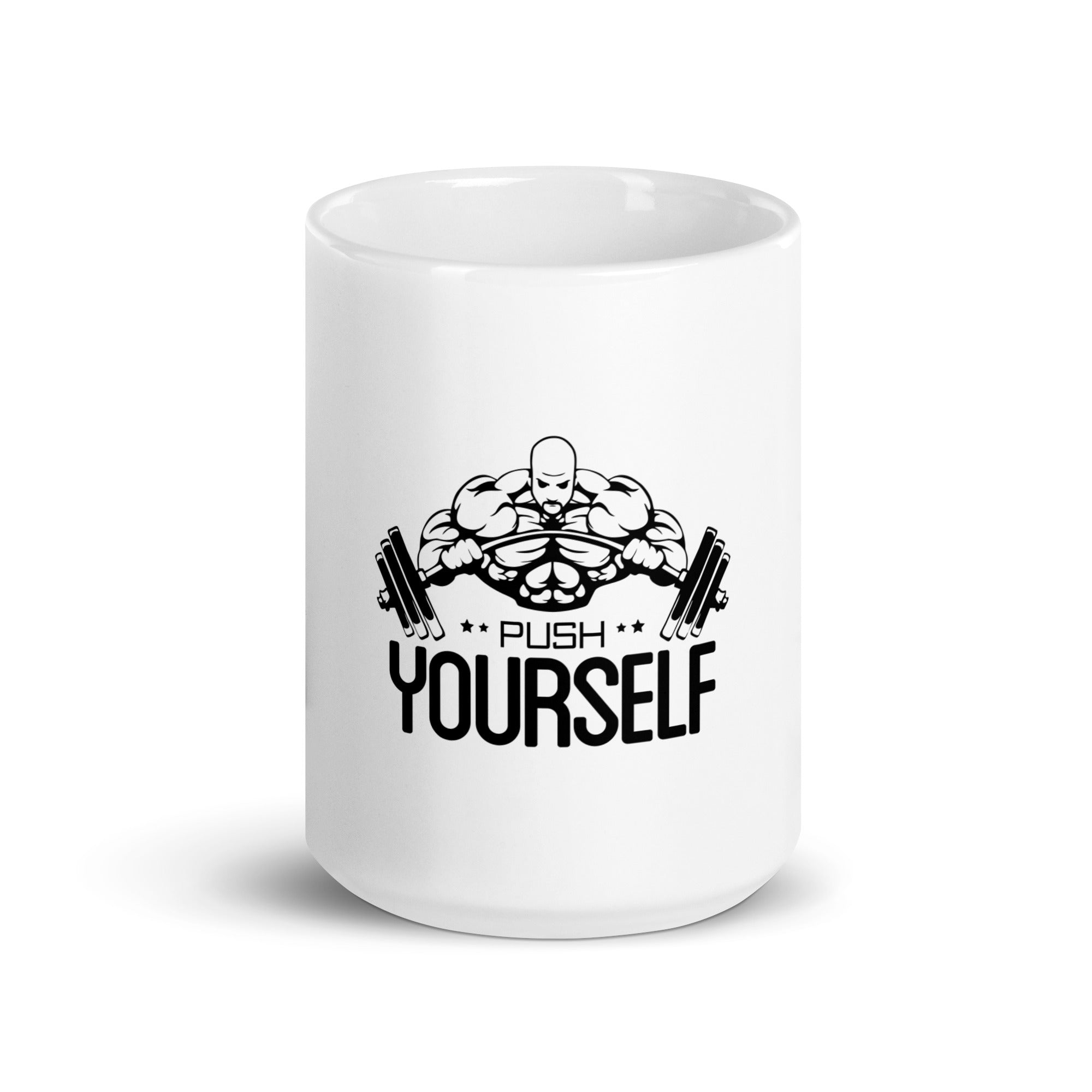 PUSH YOURSELF - White glossy mug