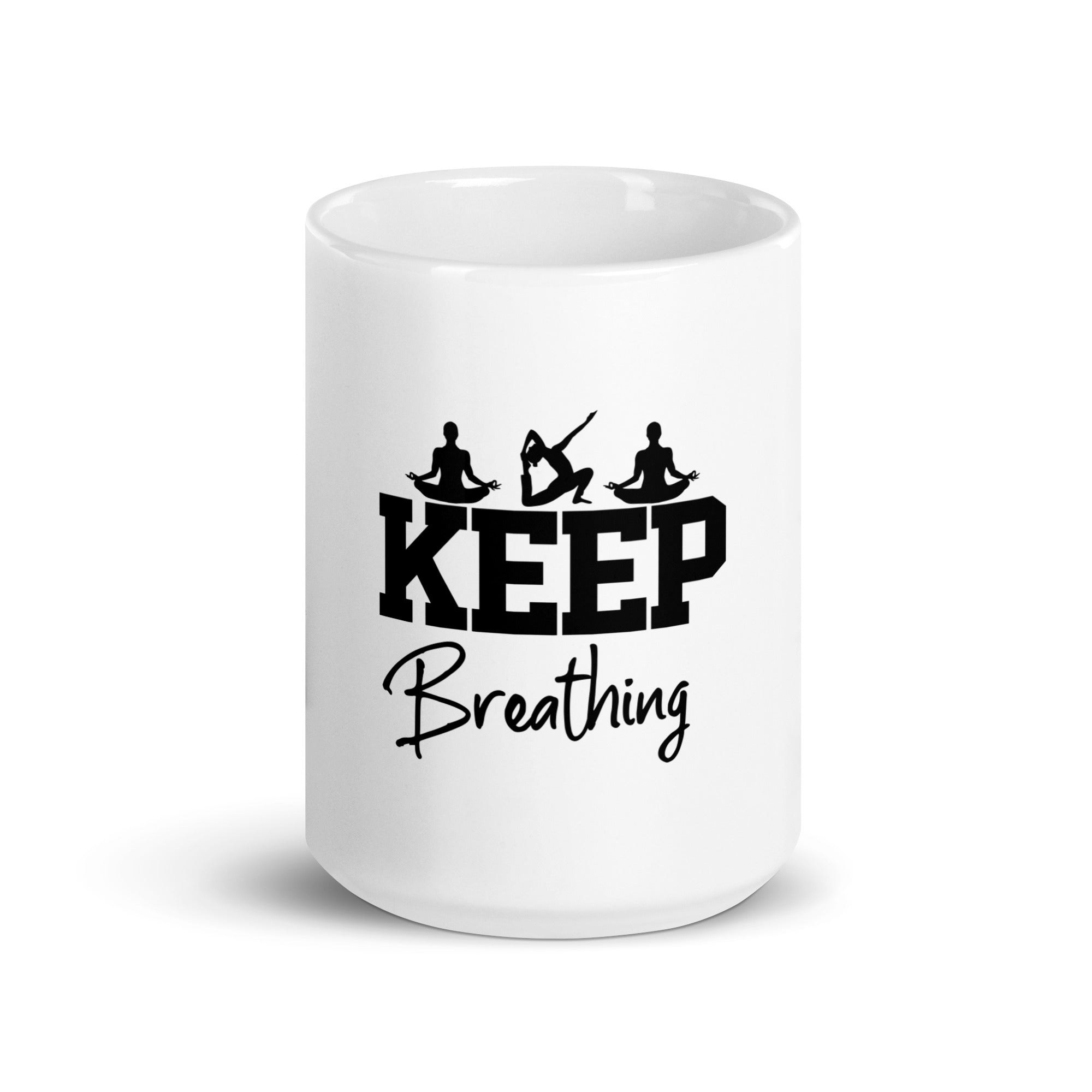 KEEP BREATHING - White glossy mug