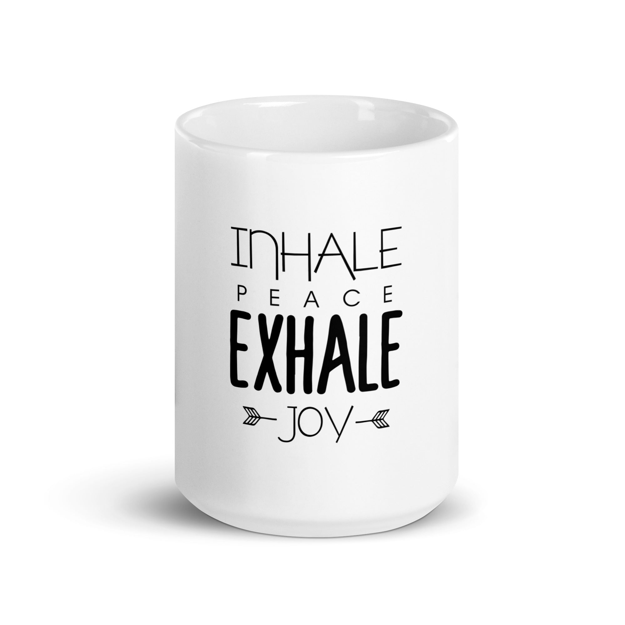 INHALE PEACE EXHALE JOY - White glossy mug