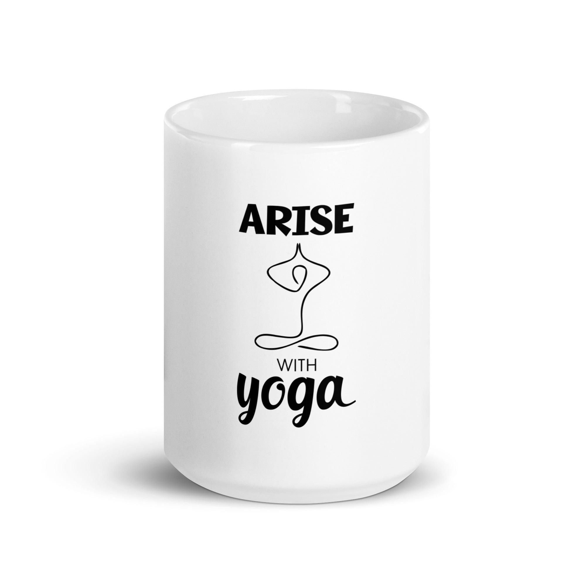 ARISE WITH YOGA - White glossy mug