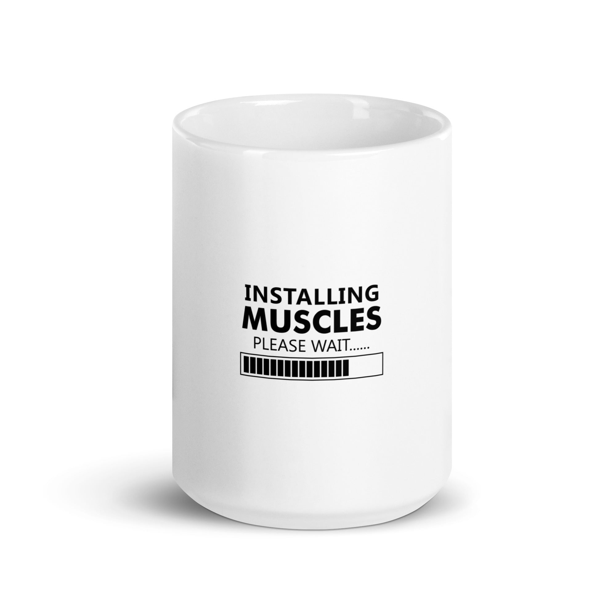 INSTALLING MUSCLES - White glossy mug