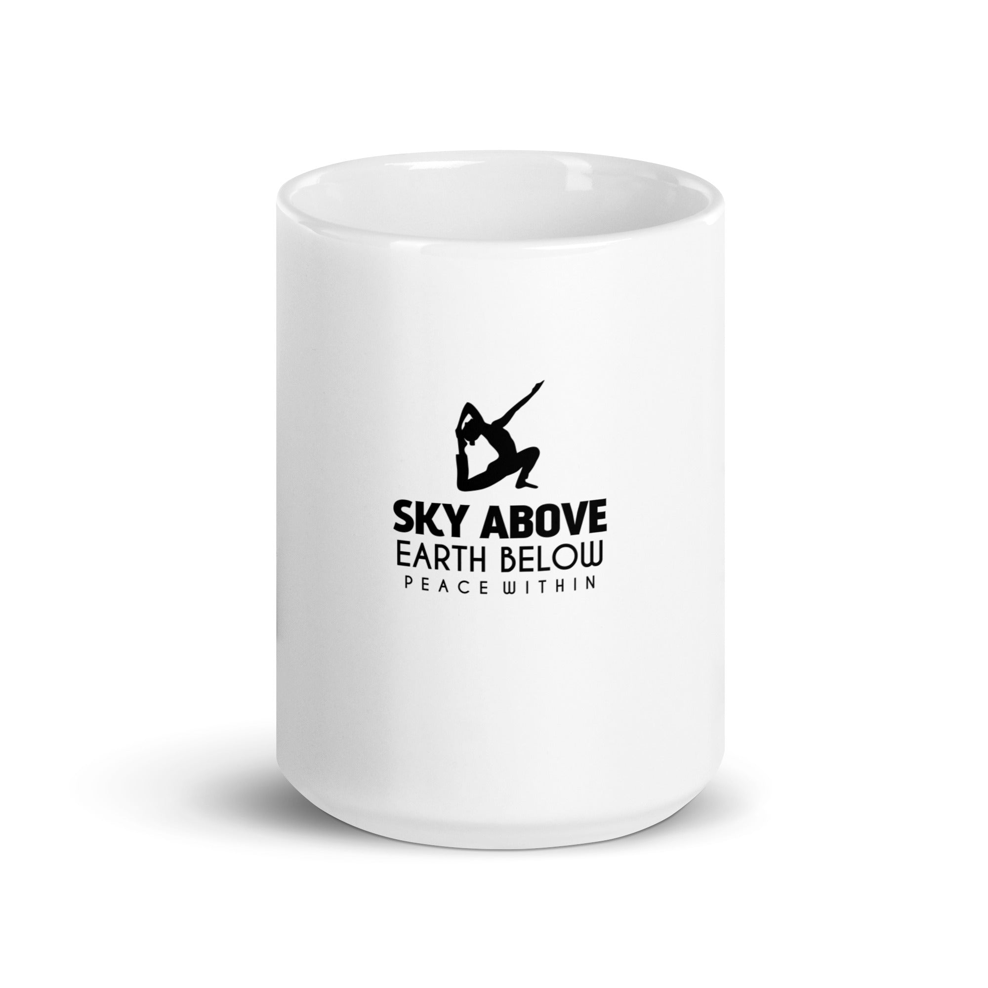 SKY ABOVE EARTH BELOW - White glossy mug