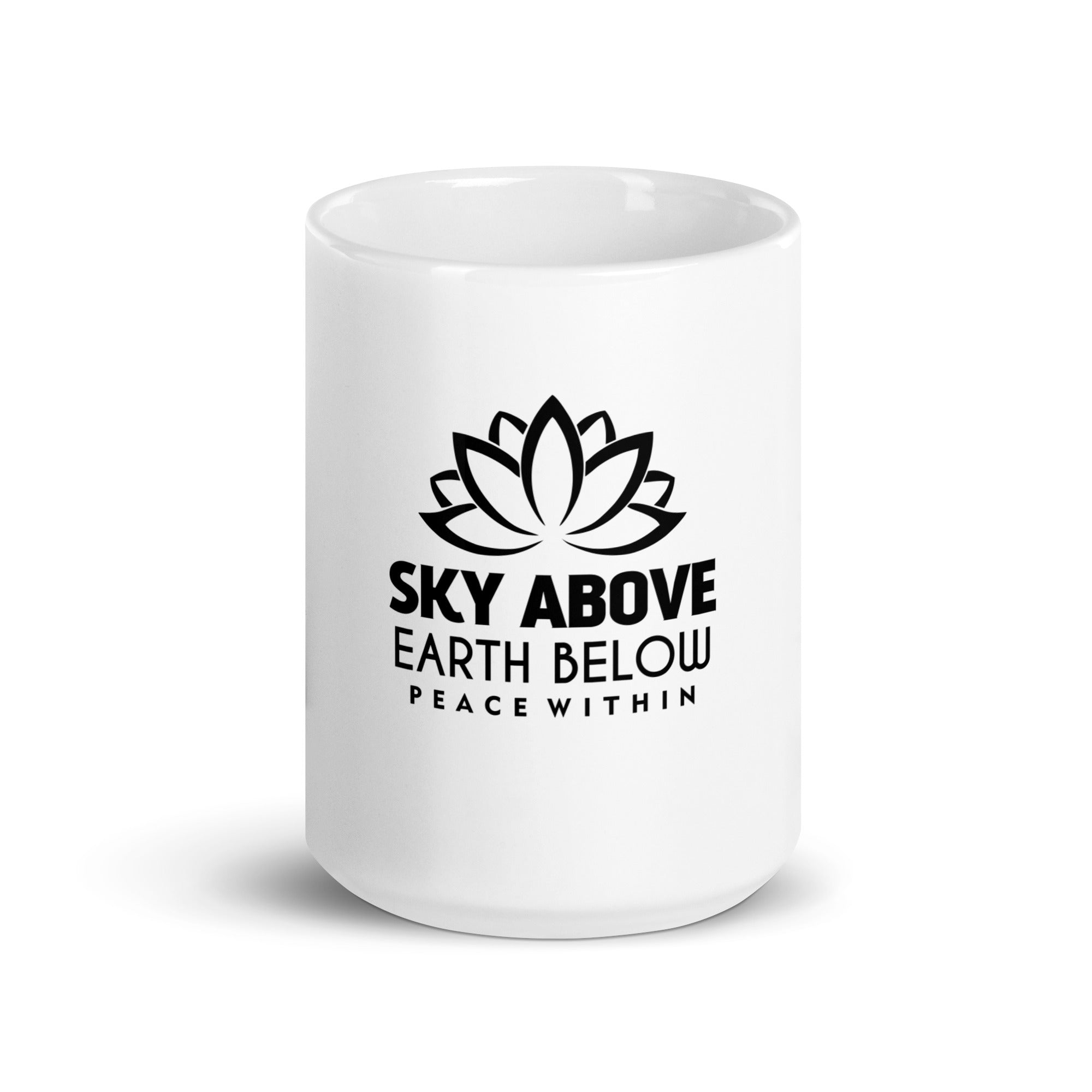 SKY ABOVE EARTH BELOW - White glossy mug