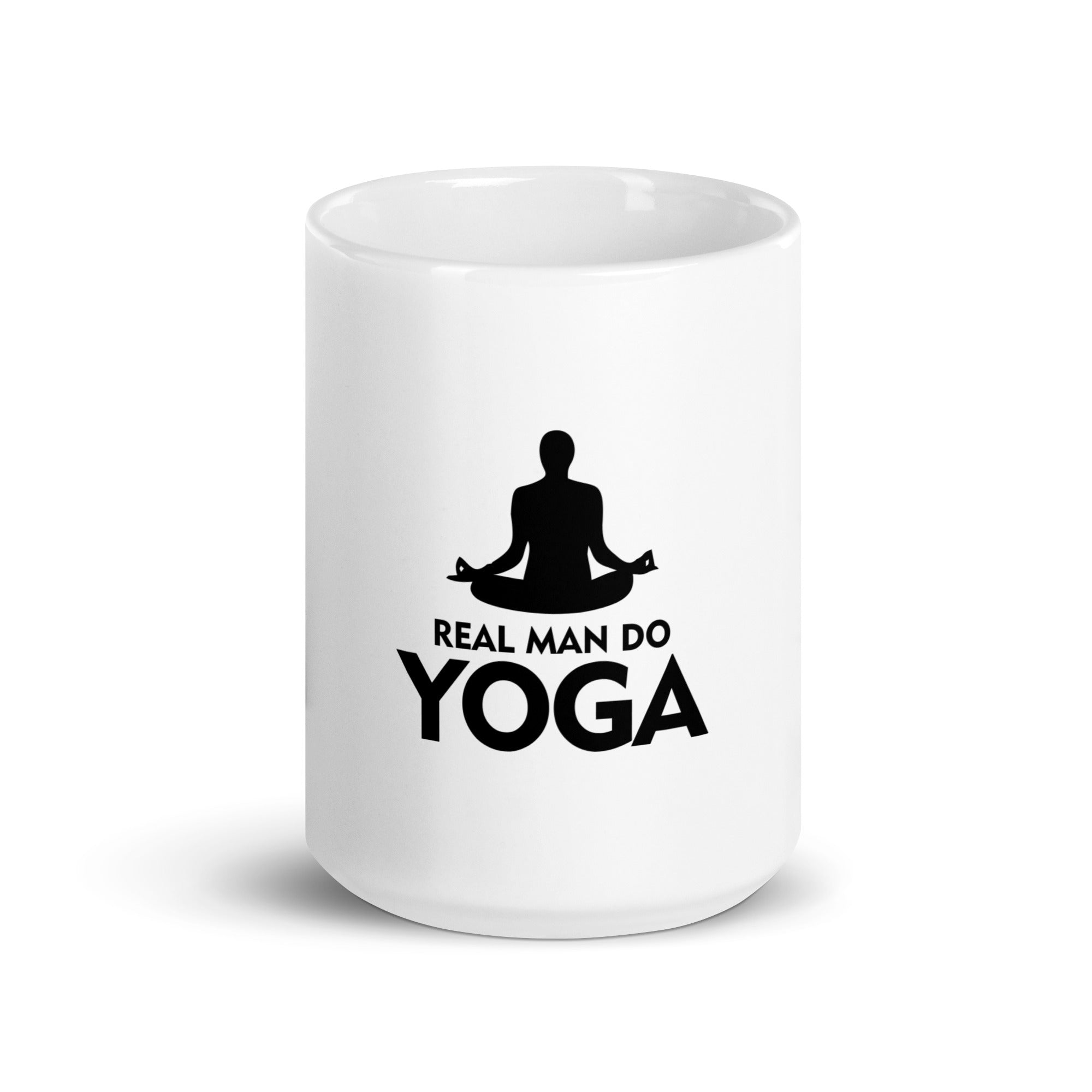 REAL MAN DO YOGA - White glossy mug