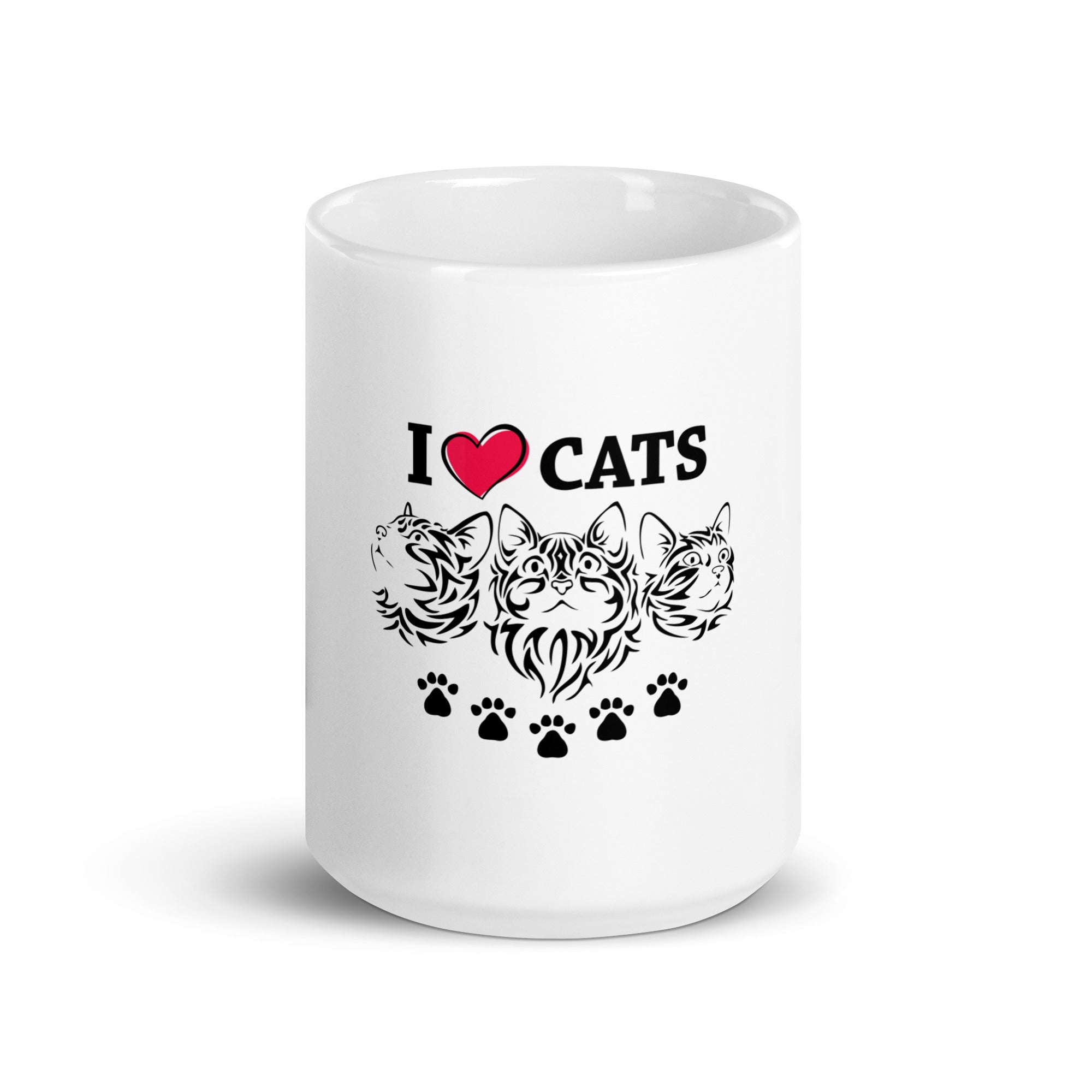 I LOVE CATS - White glossy mug