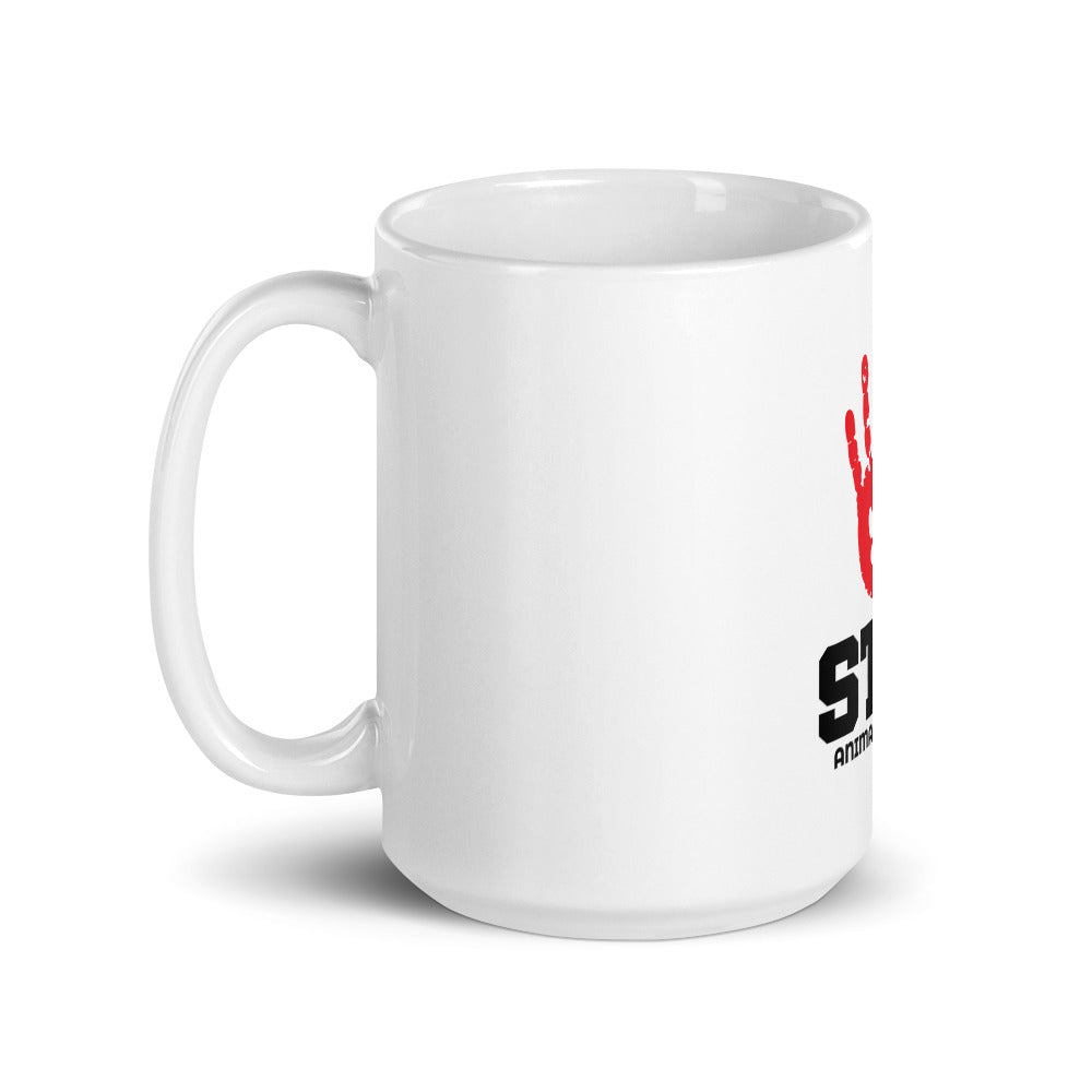 STOP ANIMAL CRUELTY - White glossy mug