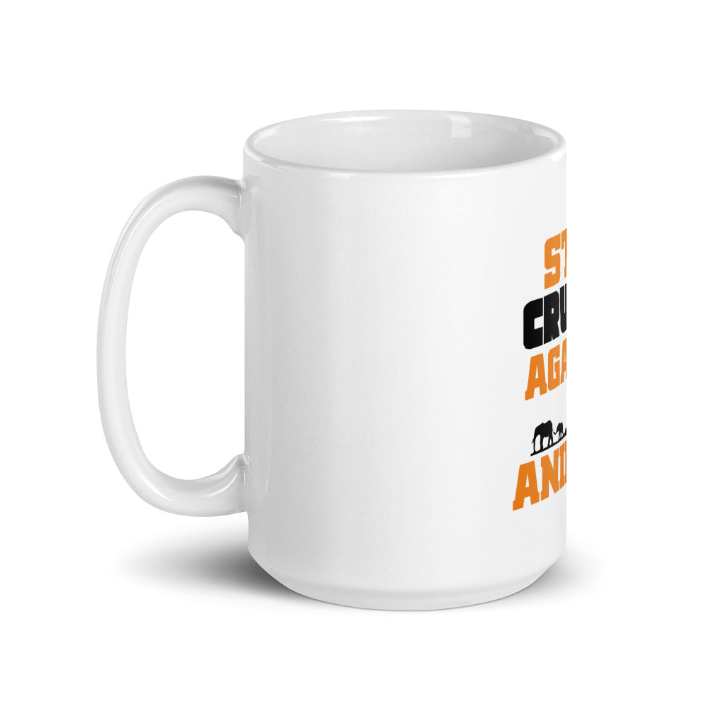 STOP CRUELTY AGAINST ANIMALS - White glossy mug