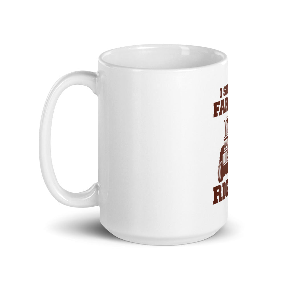 I SUPPORT FARMERS RIGHTS - White glossy mug