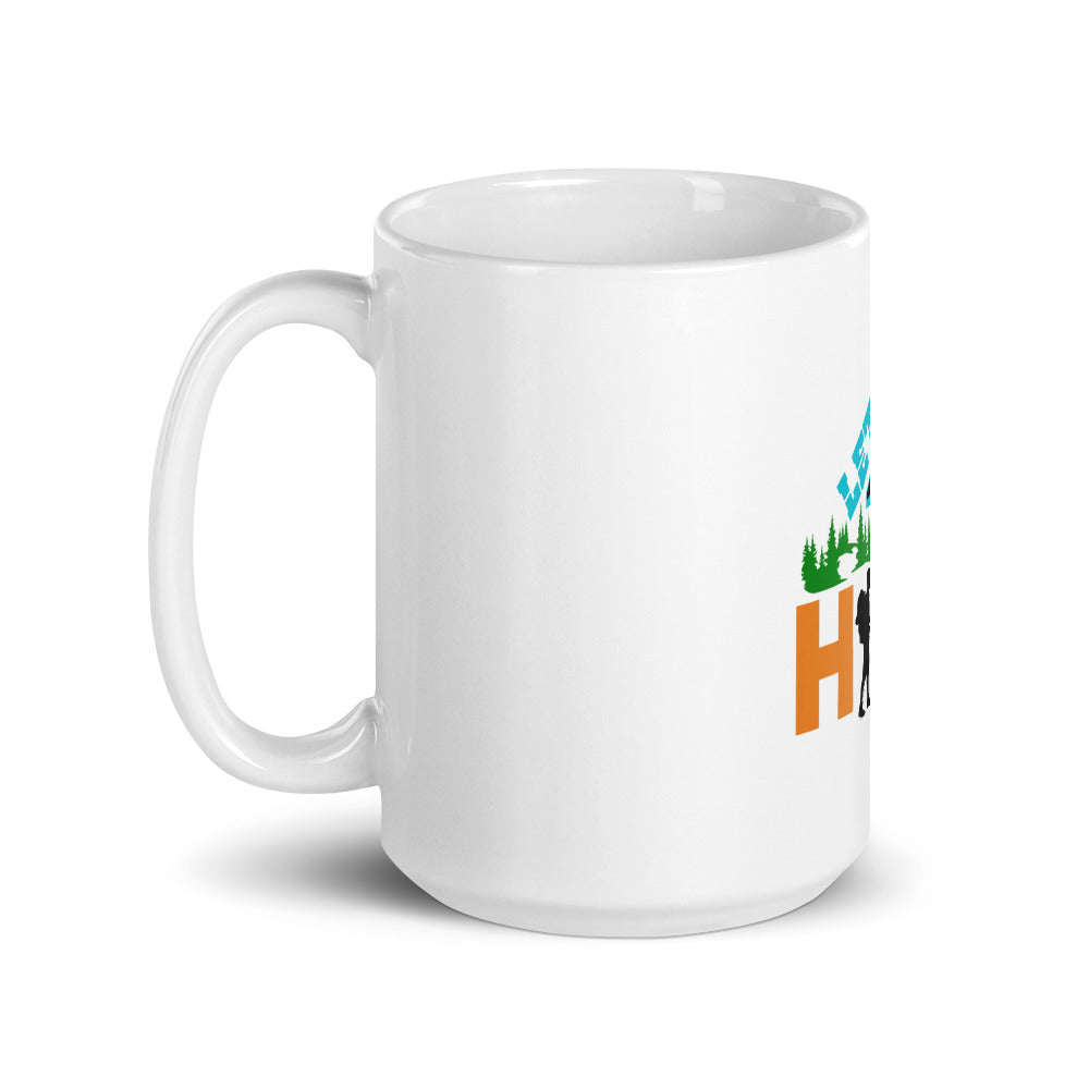 LET'S HIKE - White glossy mug