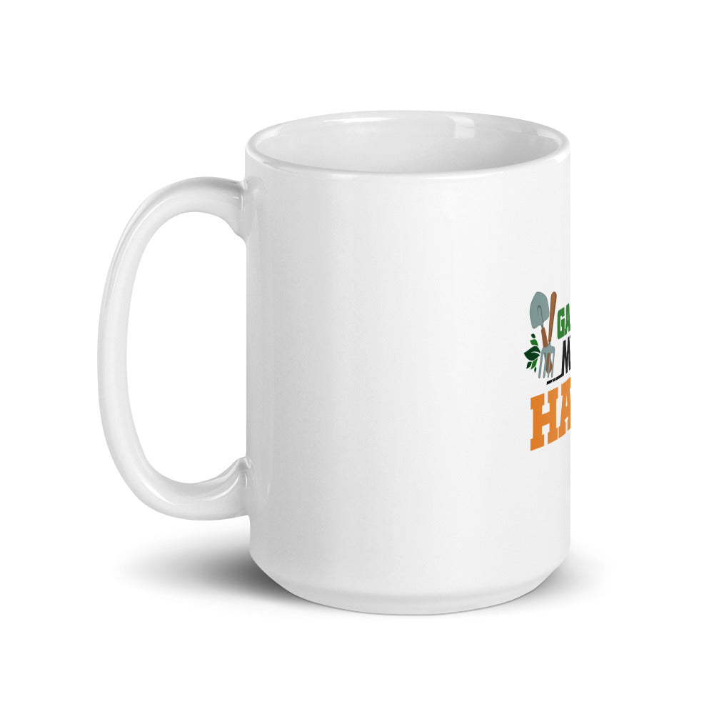 GARDENING MAKES ME HAPPY - White glossy mug