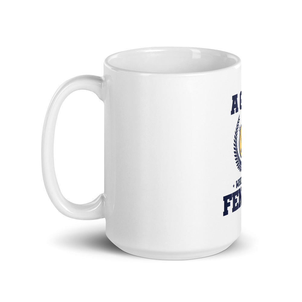 A GIRL WHO LOVES FENCING - White glossy mug