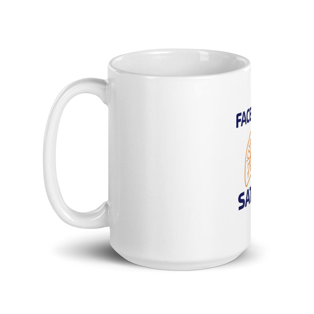 FACE DOWN SATS UP - White glossy mug