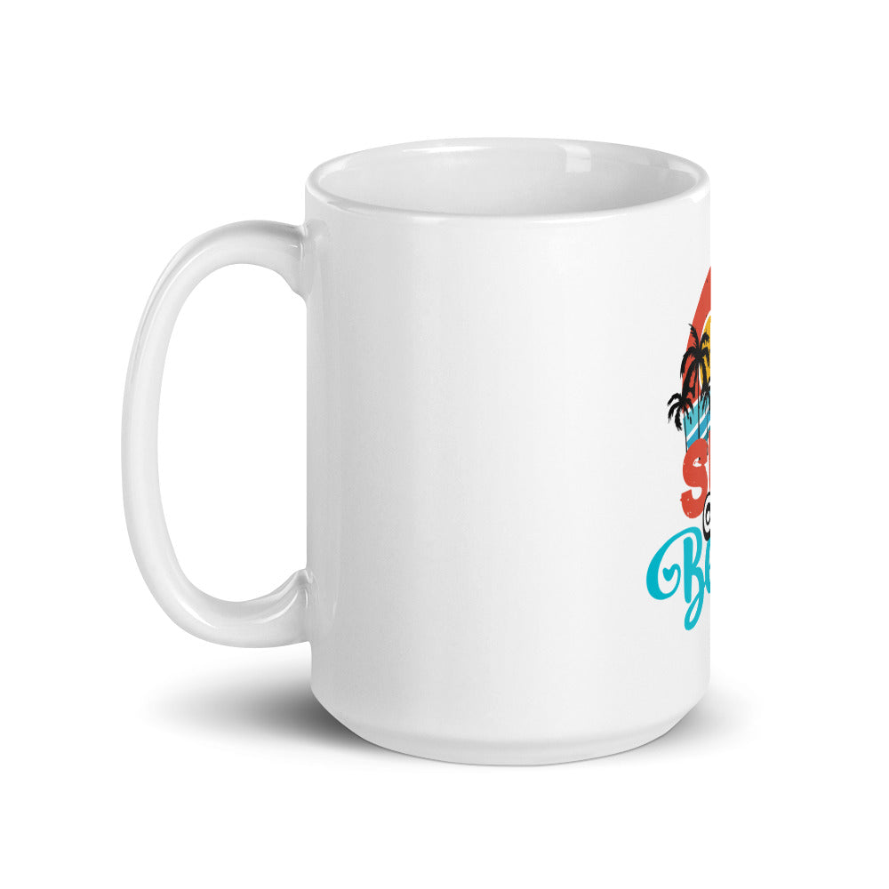 SUN OF A BEACH - White glossy mug