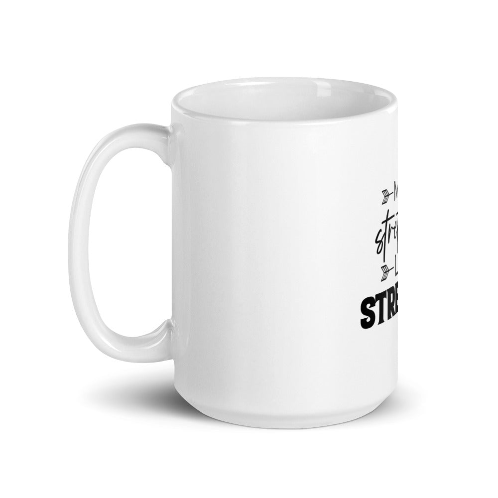 MORE STRETCHING LESS STRESSING - White glossy mug