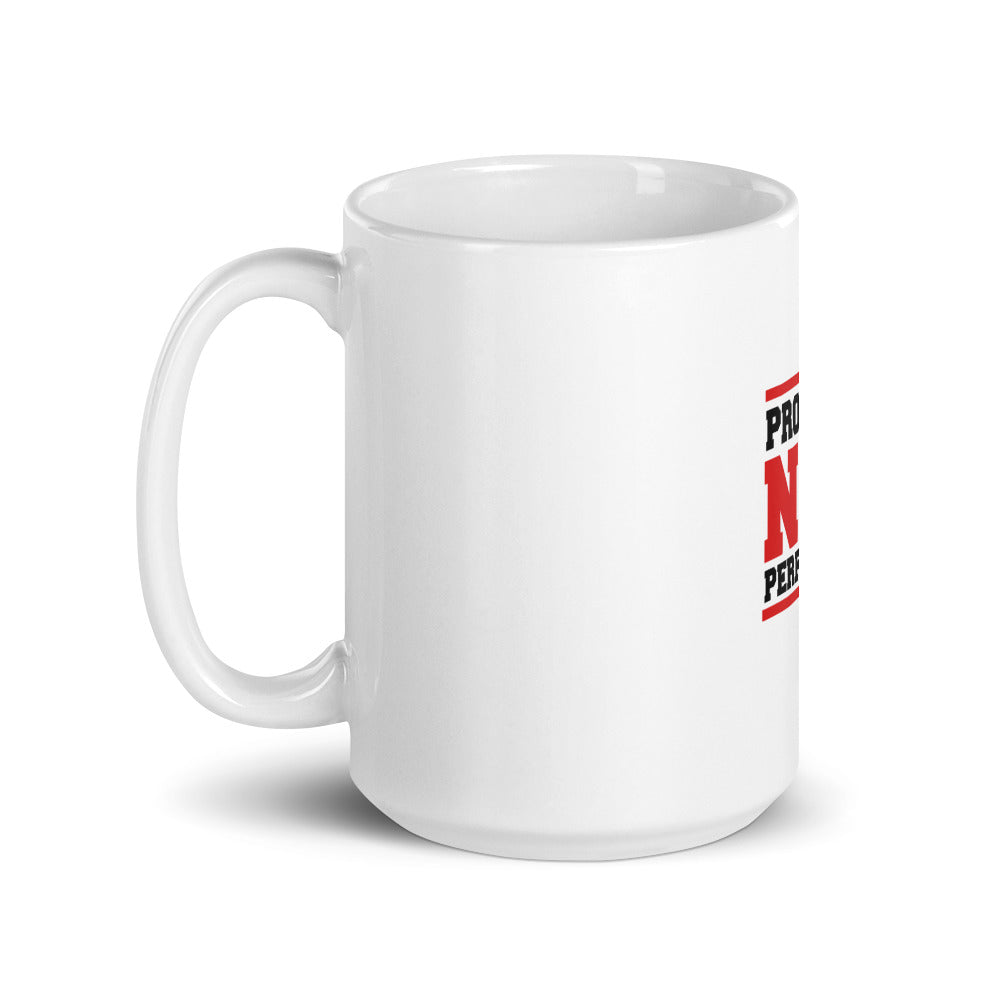 PROGRESS NOT PERFECTION - White glossy mug