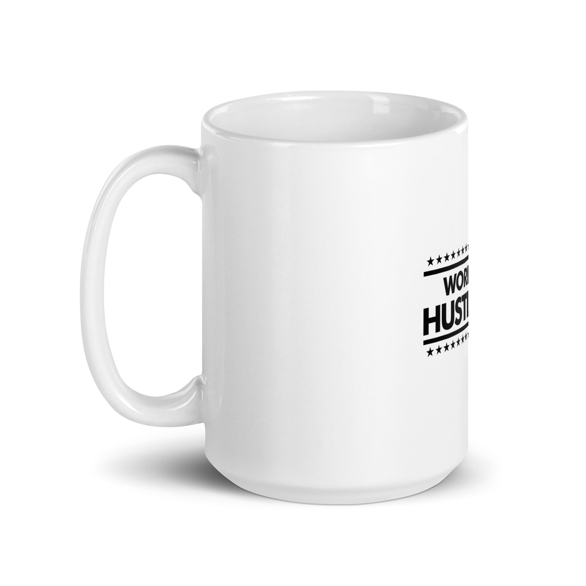 WORK SMART HUSTLE HARD - White glossy mug