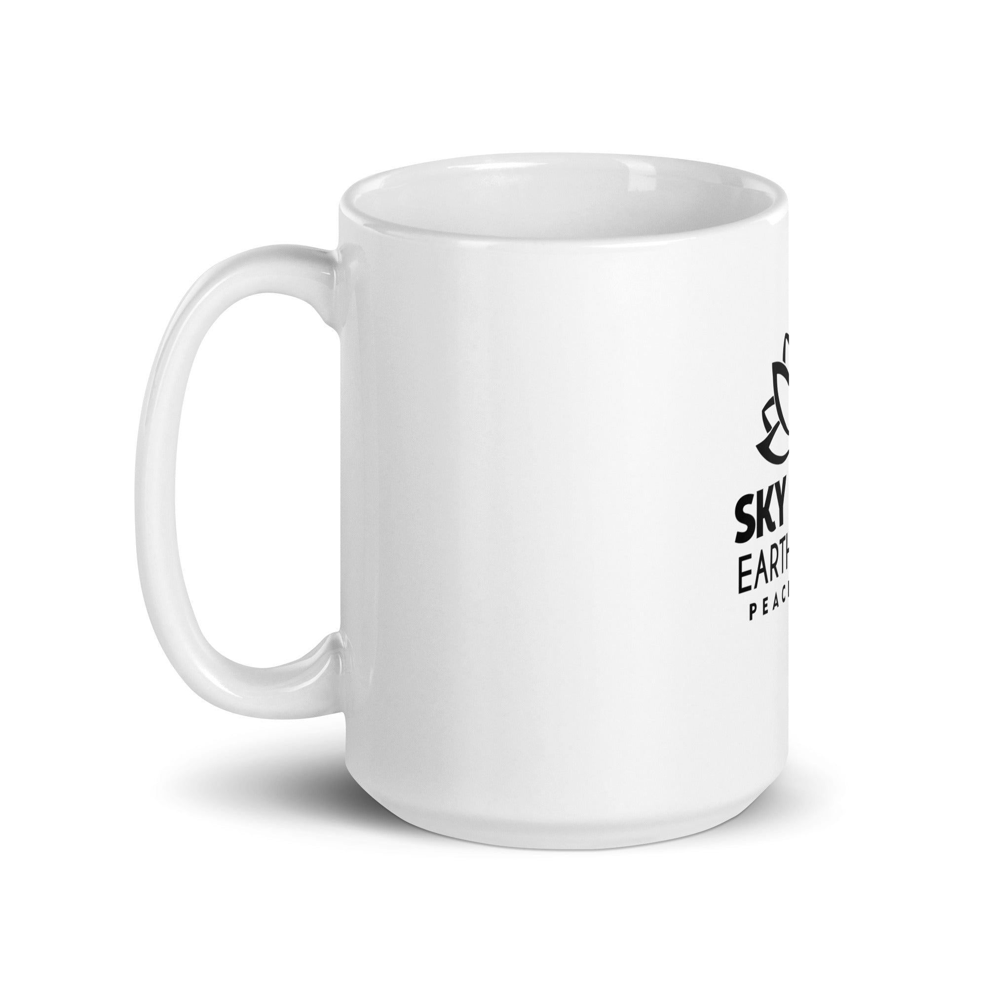 SKY ABOVE EARTH BELOW - White glossy mug