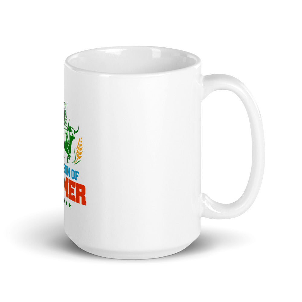 PROUD SON OF FARMER - White glossy mug