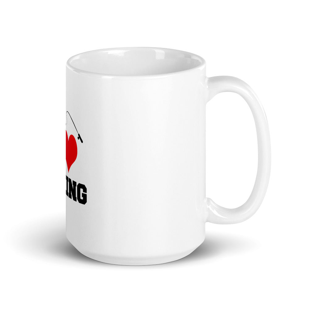 I LOVE FISHING - White glossy mug