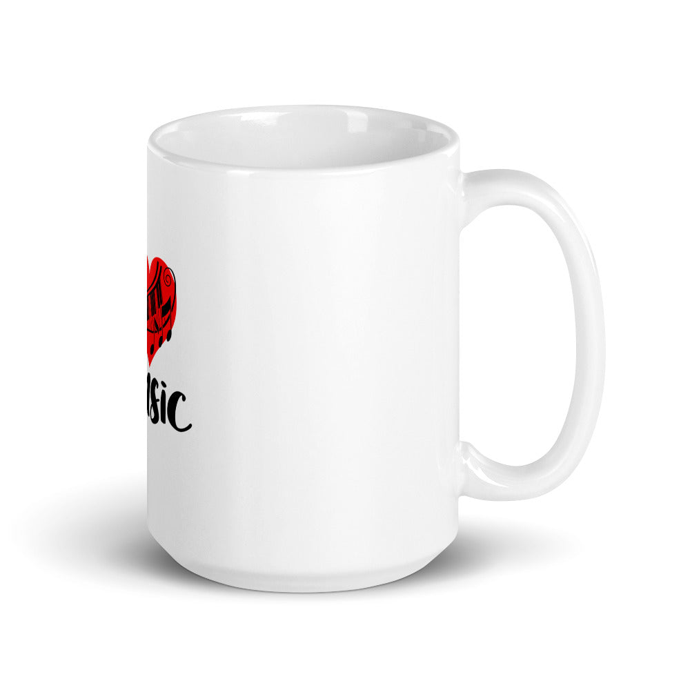 I LOVE MUSIC - White glossy mug