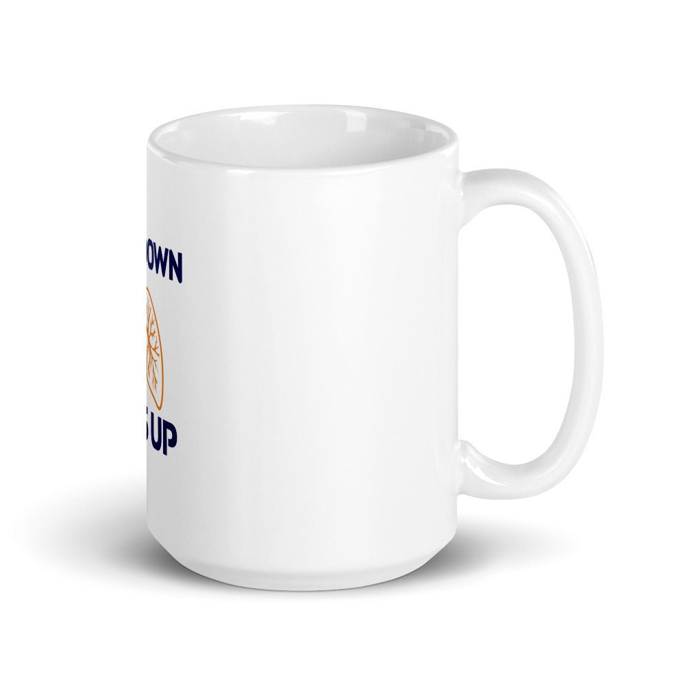 FACE DOWN SATS UP - White glossy mug