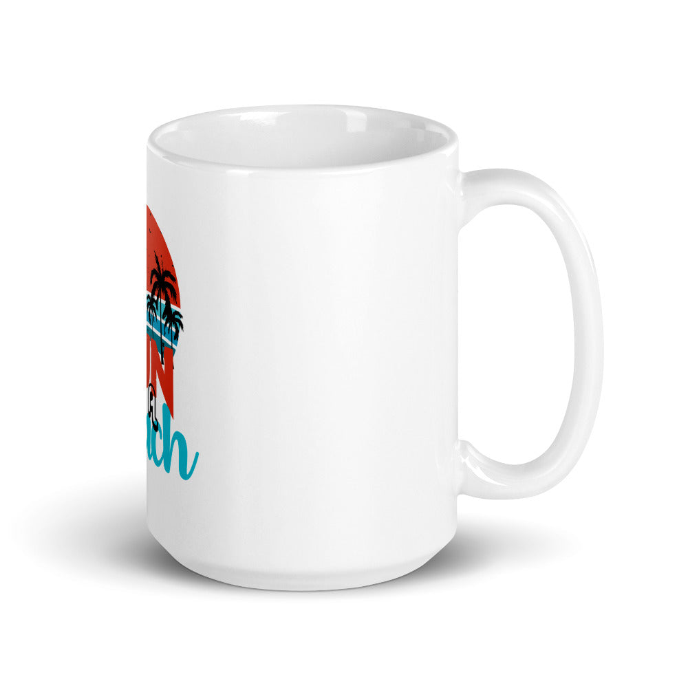 SUN OF A BEACH - White glossy mug