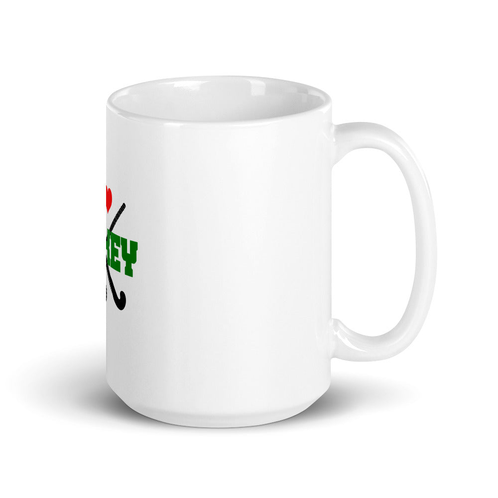 I LOVE HOCKEY - White glossy mug