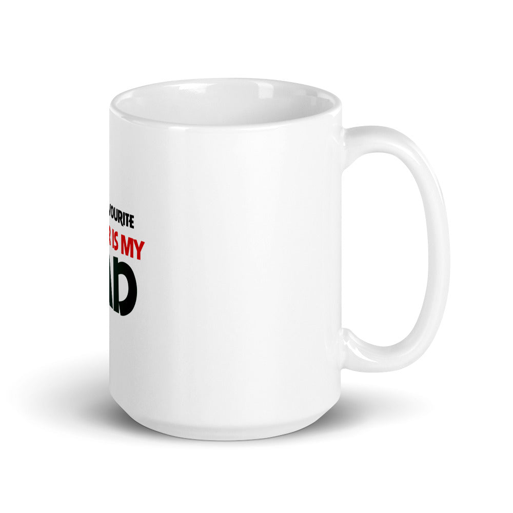 MY FAVOURITE TEACHER IS DAD - White glossy mug