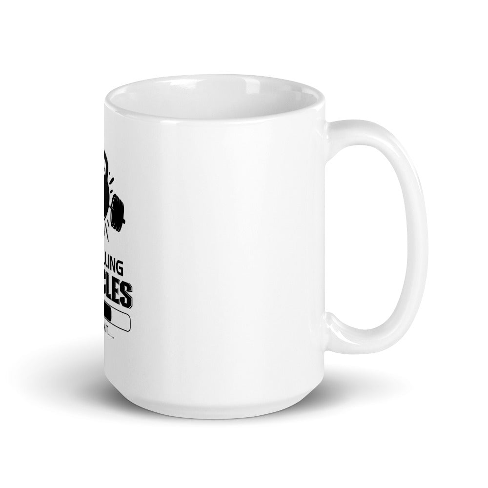 INSTALLING MUSCLES - White glossy mug