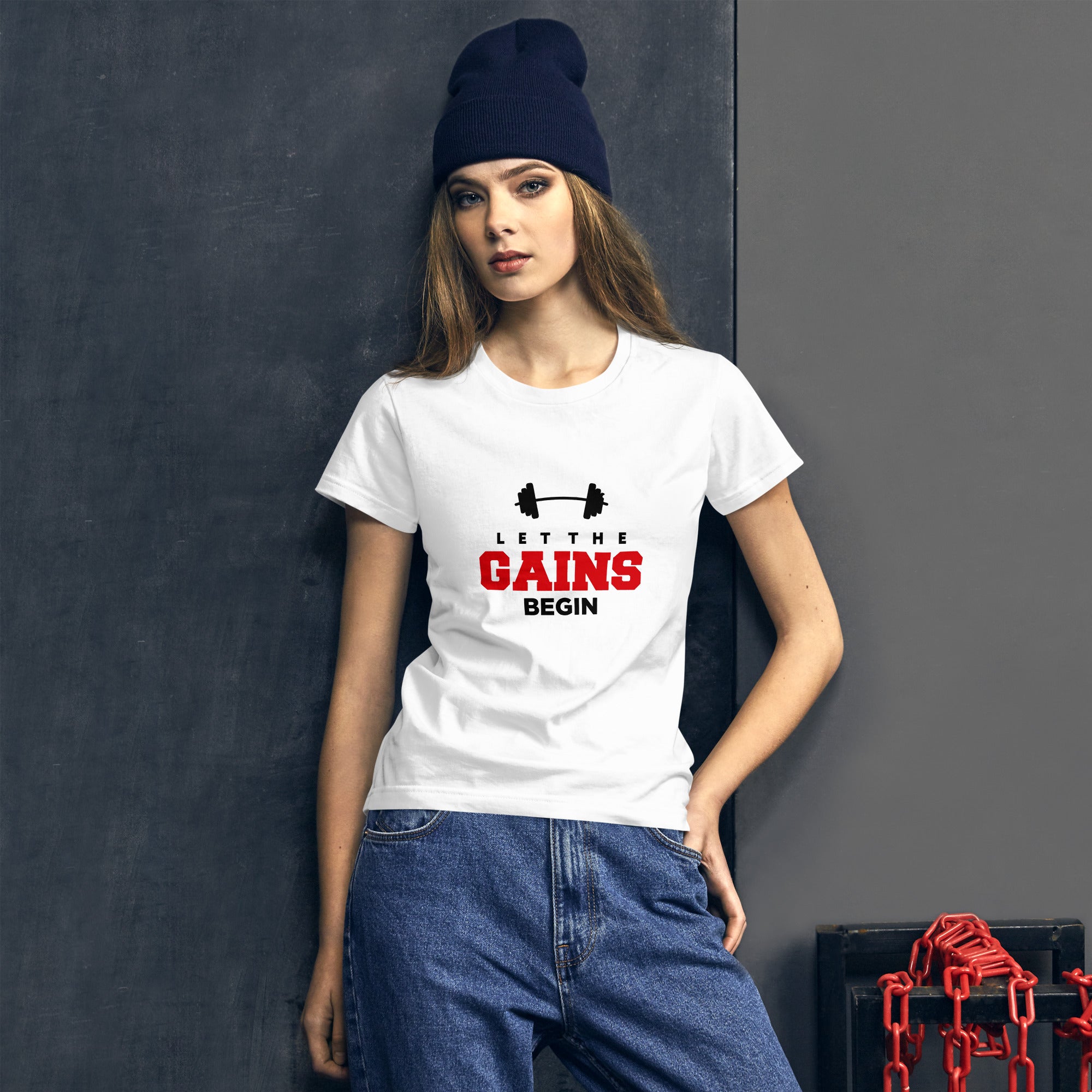 LET THE GAINS BEGIN - Women's short sleeve t-shirt