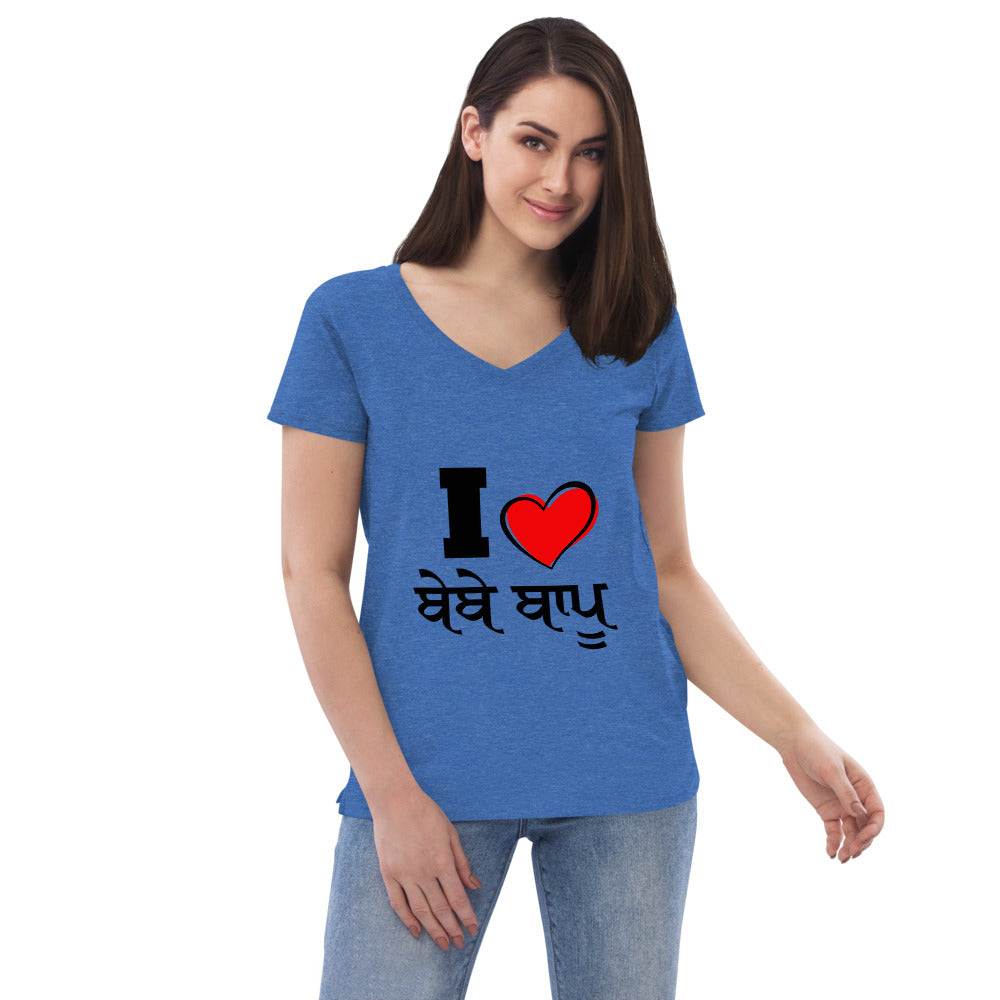 I LOVE BEBE BAPPU - Women’s recycled v-neck t-shirt