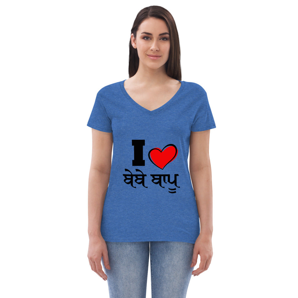 I LOVE BEBE BAPPU - Women’s recycled v-neck t-shirt