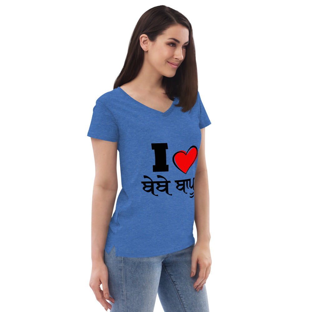 I LOVE BEBE BAPPU - Women’s recycled v-neck t-shirt